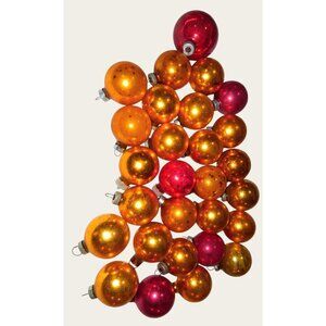 26 Shiny Brite Red Gold Glass Christmas Ornaments